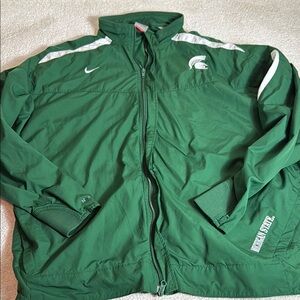 Nike Michigan State Spartans Windbreaker Jacket Mens Green Full Zip Authentic-L